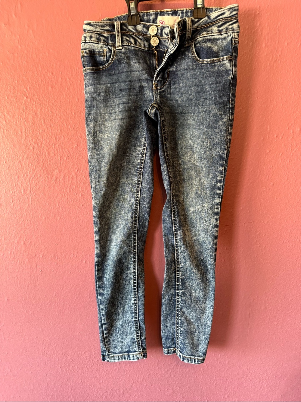 SO Girls Acid-Wash Denim Skinny Jeans in Blue
